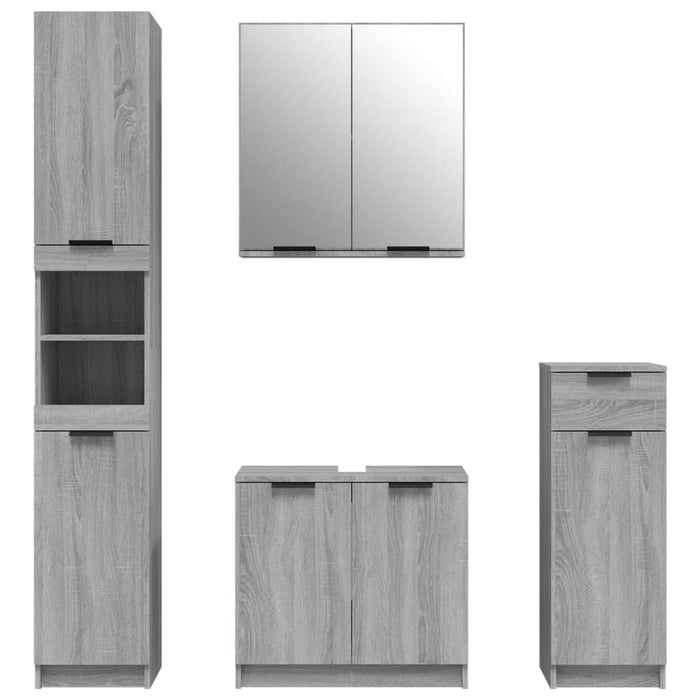 Set Mobili da Bagno 4 pz Grigio Sonoma in Legno Multistrato cod mxl 12647