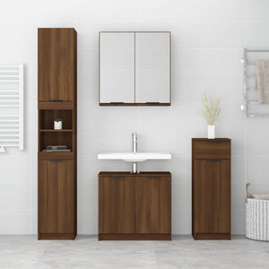 Set Mobili da Bagno 4 pz Rovere Marrone in Legno Multistrato 3115891