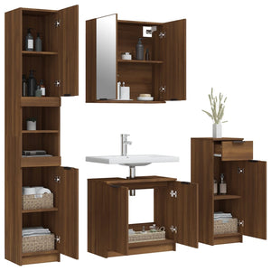 Set Mobili da Bagno 4 pz Rovere Marrone in Legno Multistrato 3115891