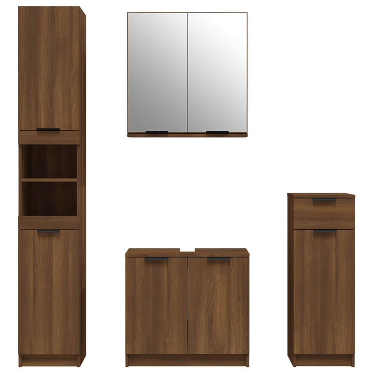 Set Mobili da Bagno 4 pz Rovere Marrone in Legno Multistrato 3115891