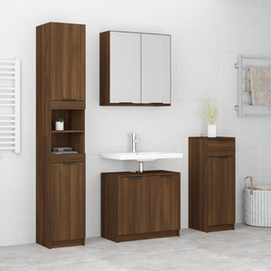 Set Mobili da Bagno 4 pz Rovere Marrone in Legno Multistrato 3115891