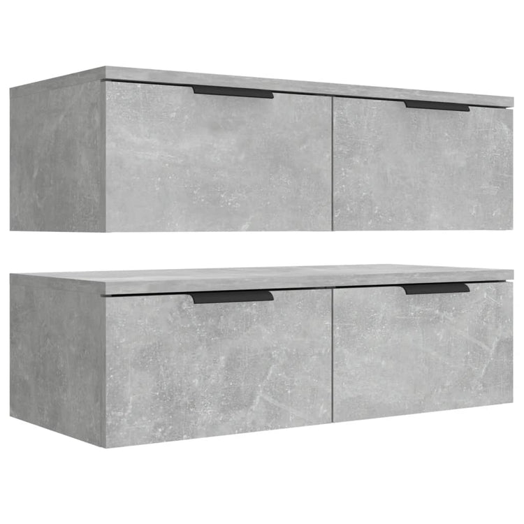 Mobili Pensili 2 pz Grigio Cemento 68x30x20cm Legno Multistrato