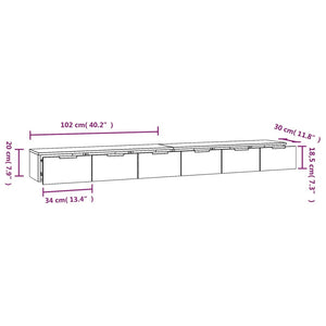 Mobili a Parete 2 pz Bianchi 102x30x20 cm in Legno Multistrato