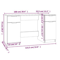 Scrivania con Mobile Laterale Grigio Sonoma Legno Multistrato cod mxl 67479