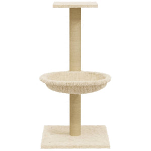 Albero per Gatti con Palo Tiragraffi in Sisal Crema 74 cm