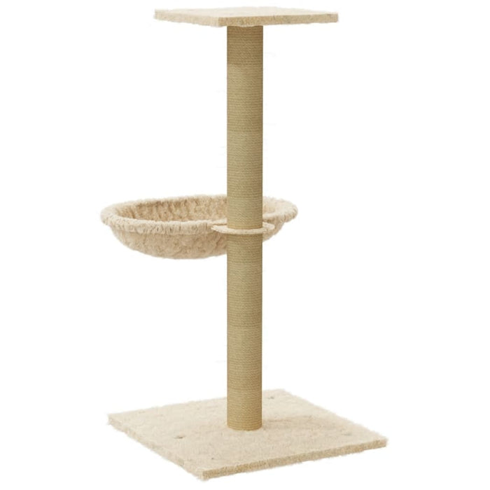 Albero per Gatti con Palo Tiragraffi in Sisal Crema 74 cm