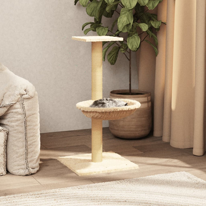 Albero per Gatti con Palo Tiragraffi in Sisal Crema 74 cm