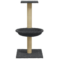 Albero per Gatti con Palo Tiragraffi Sisal Grigio Scuro 74 cm 171590