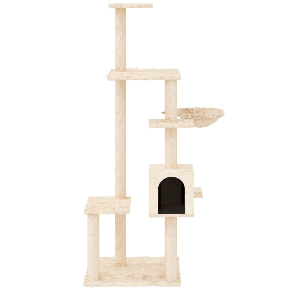 Albero per Gatti con Tiragraffi in Sisal Crema 142 cm 171591