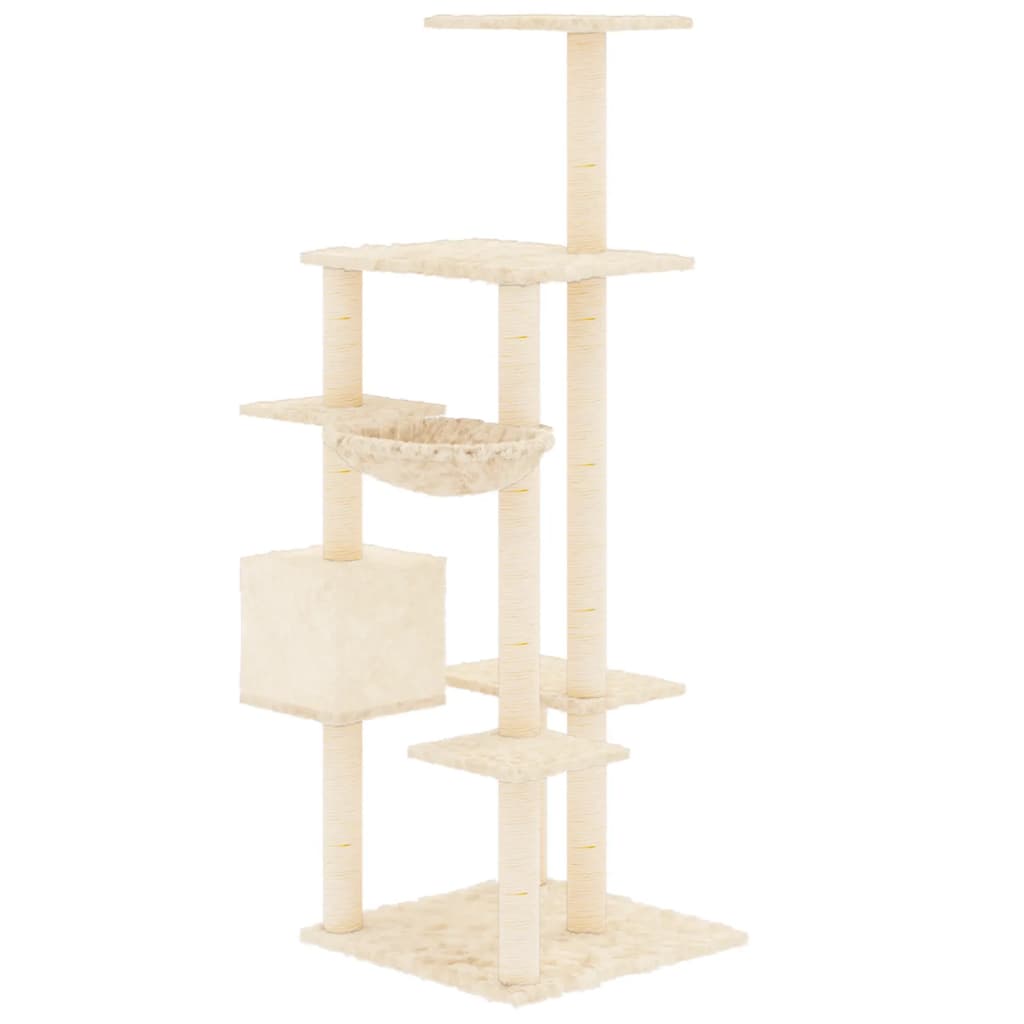 Albero per Gatti con Tiragraffi in Sisal Crema 142 cm cod mxl 7973