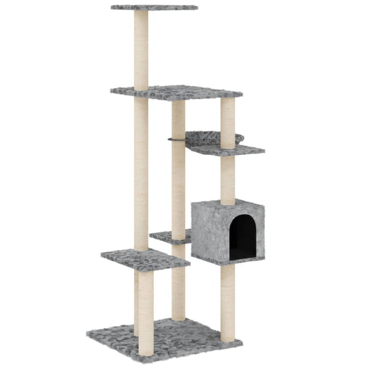 Albero per Gatti con Tiragraffi in Sisal Grigio Chiaro 142 cm 171592