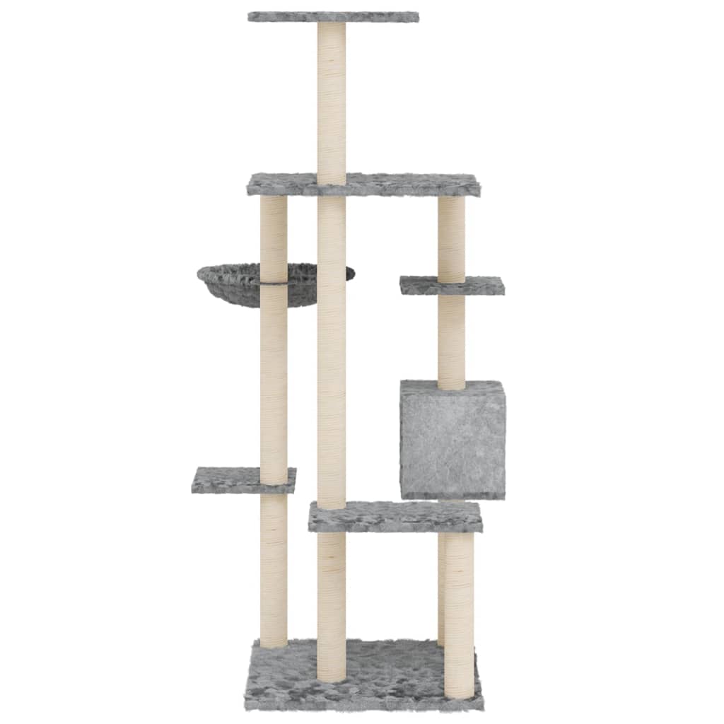 Albero per Gatti con Tiragraffi in Sisal Grigio Chiaro 142 cm 171592