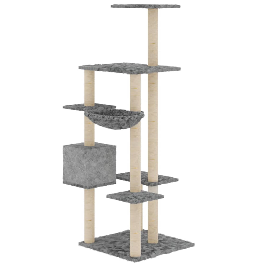 Albero per Gatti con Tiragraffi in Sisal Grigio Chiaro 142 cm 171592