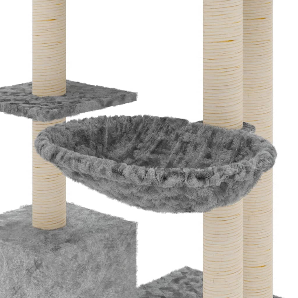 Albero per Gatti con Tiragraffi in Sisal Grigio Chiaro 142 cm 171592