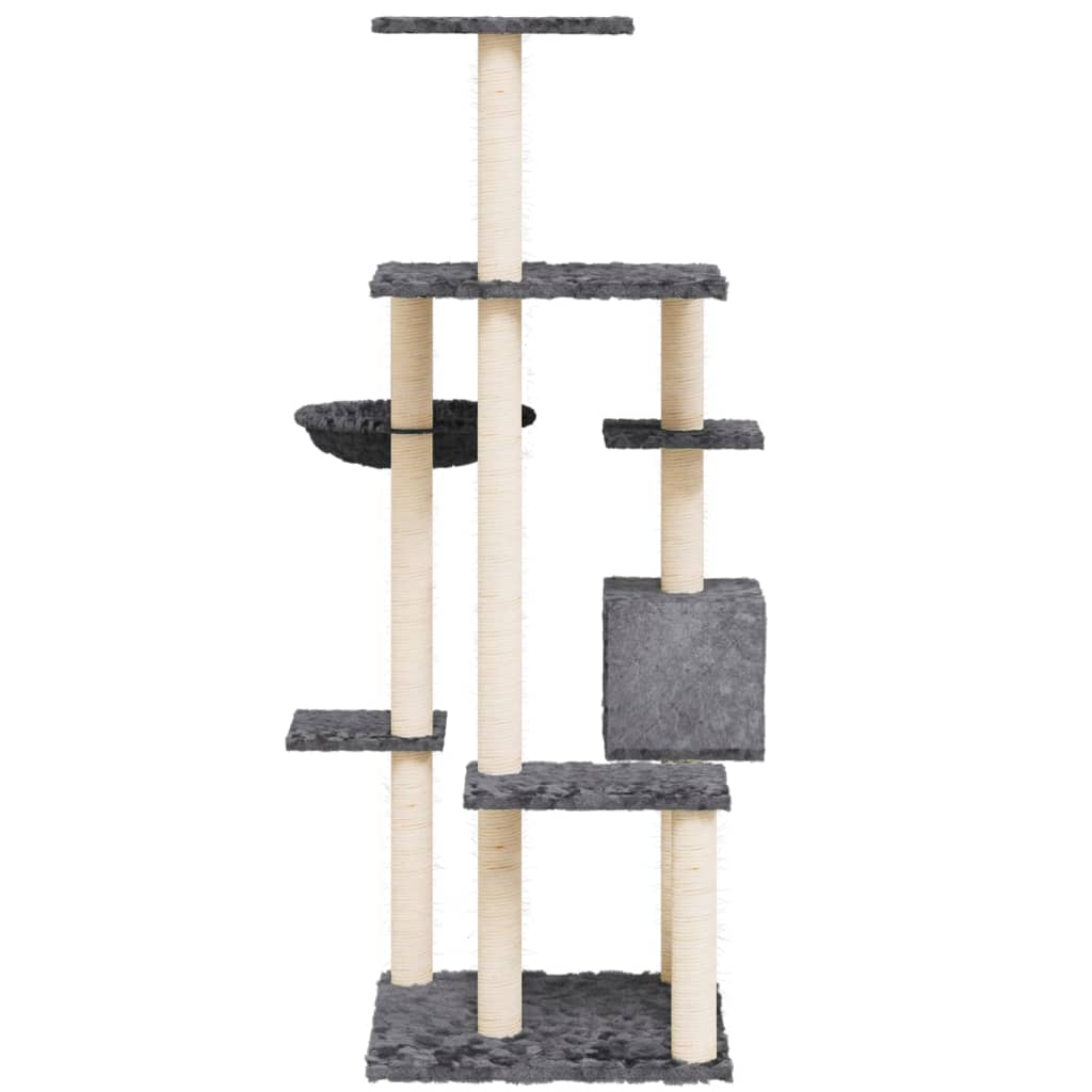 Albero per Gatti con Tiragraffi in Sisal Grigio Scuro 142 cm 171593