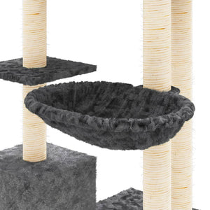 Albero per Gatti con Tiragraffi in Sisal Grigio Scuro 142 cm