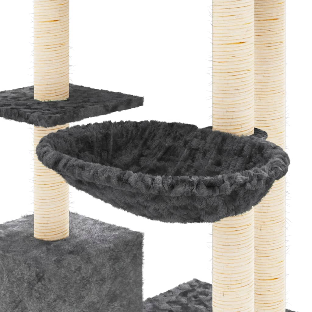 Albero per Gatti con Tiragraffi in Sisal Grigio Scuro 142 cm 171593