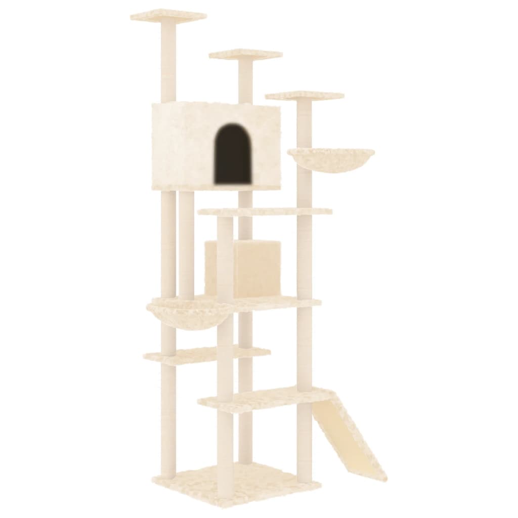 Albero per Gatti con Tiragraffi in Sisal Crema 191 cm 171594