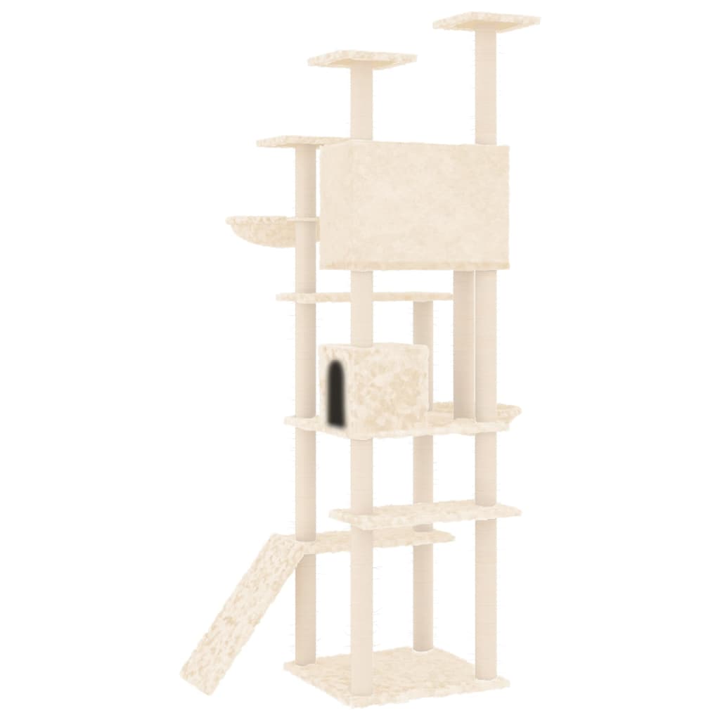 Albero per Gatti con Tiragraffi in Sisal Crema 191 cm 171594