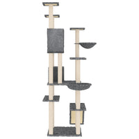 Albero per Gatti con Tiragraffi in Sisal Grigio Scuro 191 cm 171596