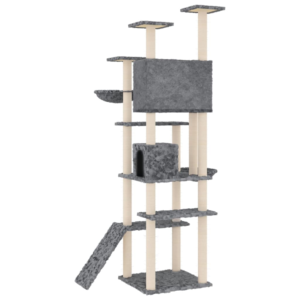 Albero per Gatti con Tiragraffi in Sisal Grigio Scuro 191 cm 171596