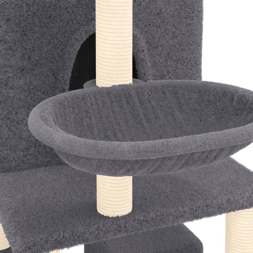 Albero per Gatti con Tiragraffi in Sisal Grigio Scuro 180 cm 171602