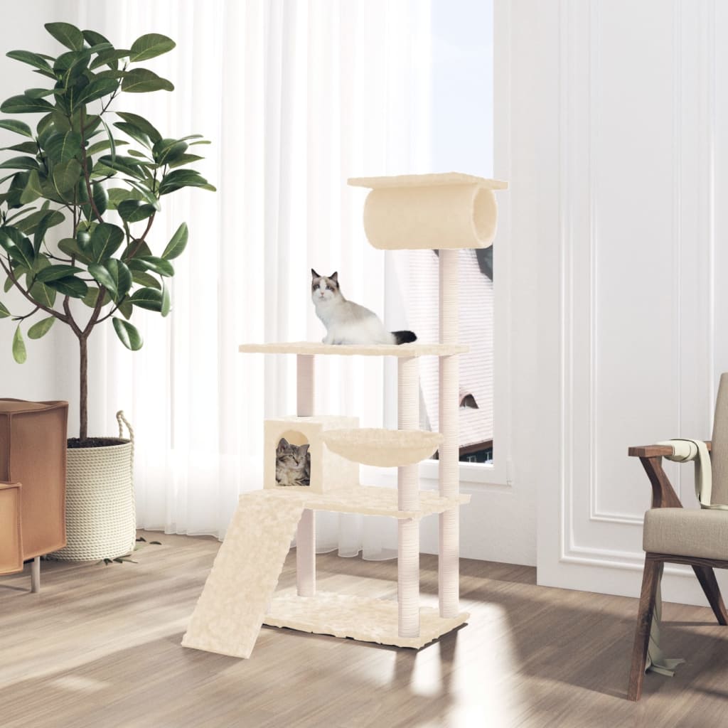 Albero per Gatti con Tiragraffi in Sisal Crema 131 cm cod mxl 12795