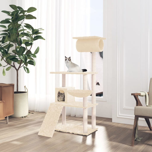 Albero per Gatti con Tiragraffi in Sisal Crema 131 cm 171603