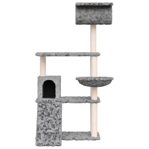 Albero per Gatti con Tiragraffi in Sisal Grigio Chiaro 131 cm 171604