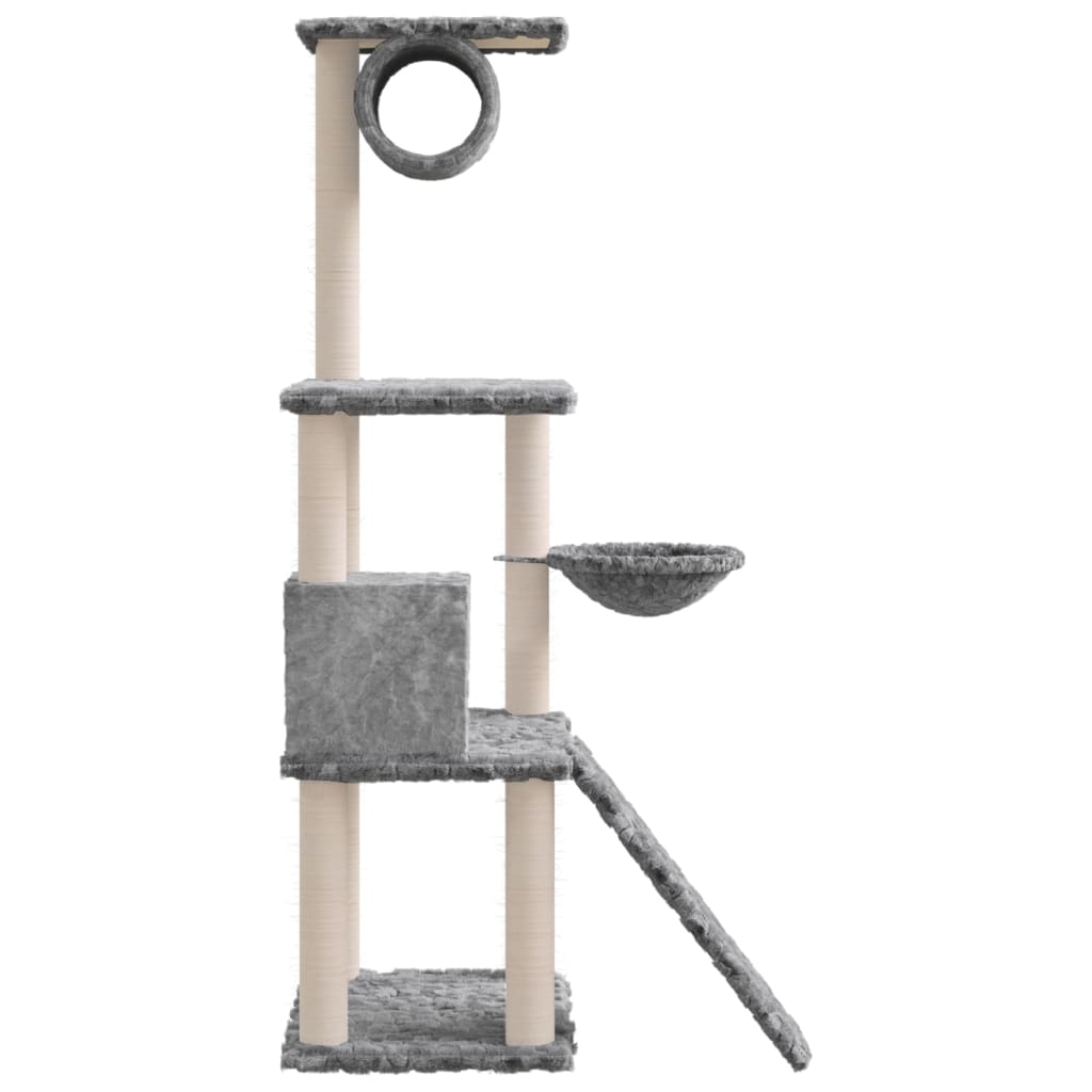 Albero per Gatti con Tiragraffi in Sisal Grigio Chiaro 131 cm 171604