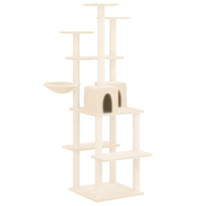 Albero per Gatti con Tiragraffi in Sisal Crema 167 cm