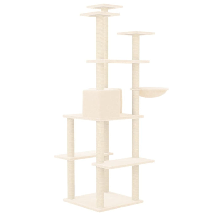 Albero per Gatti con Tiragraffi in Sisal Crema 167 cm