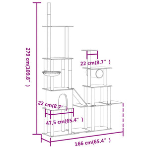 Albero per Gatti con Tiragraffi in Sisal Crema 279 cm 171615