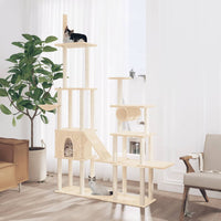 Albero per Gatti con Tiragraffi in Sisal Crema 279 cm