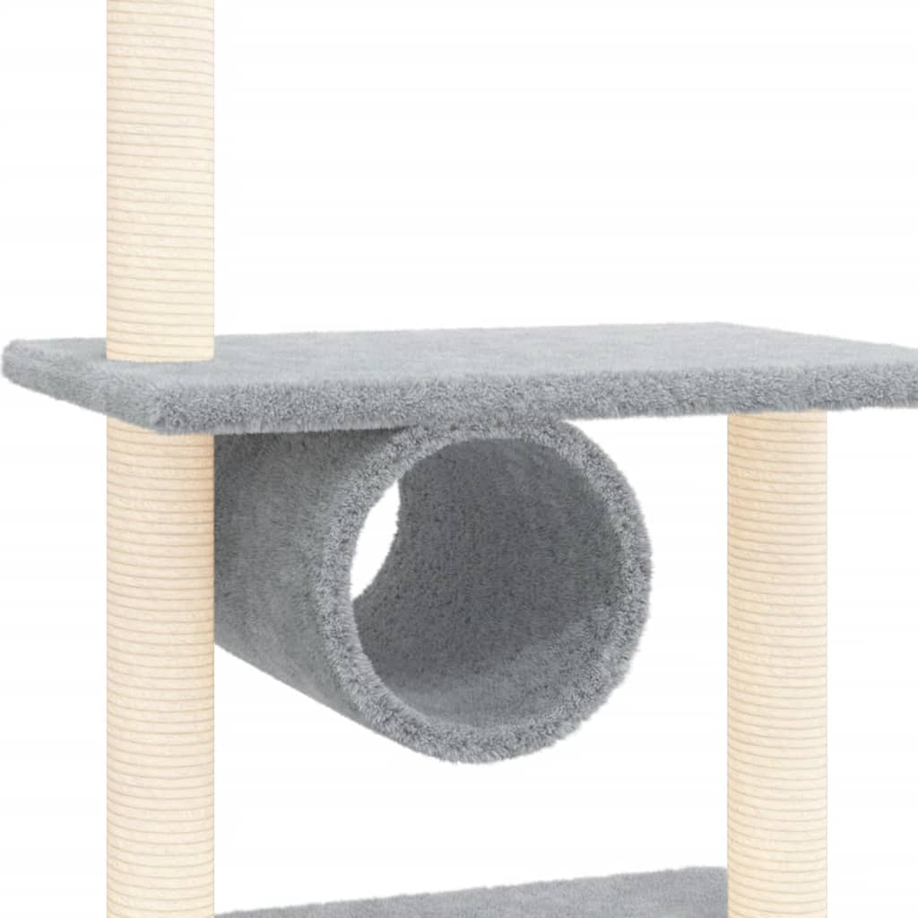 Albero per Gatti con Tiragraffi in Sisal Grigio Chiaro 279 cm 171616