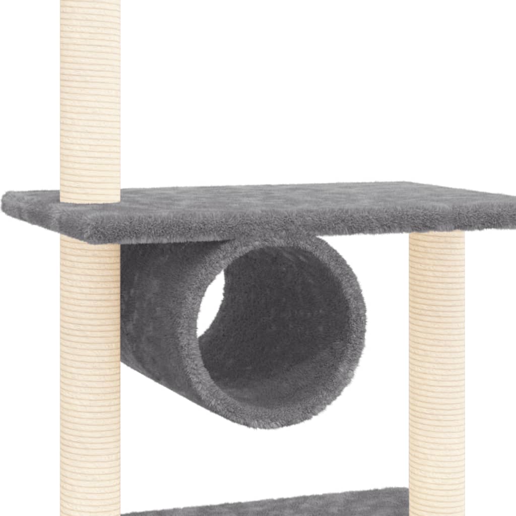 Albero per Gatti con Tiragraffi in Sisal Grigio Scuro 279 cm 171617