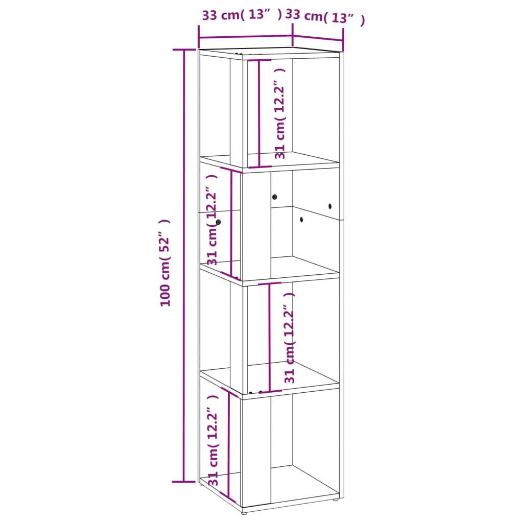 Scaffale Angolare Rovere Fumo 33x33x132 cm Legno Multistrato cod mxl 52757