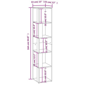 Scaffale Angolare Rovere Fumo 33x33x164,5 cm Legno Multistrato cod mxl 40923