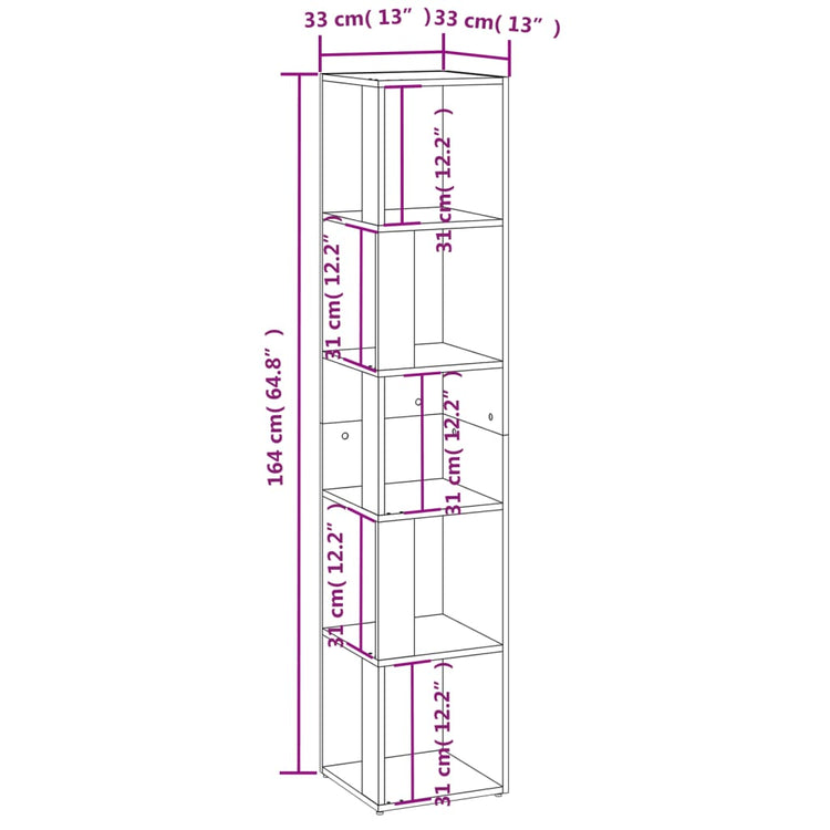 Scaffale Angolare Grigio Sonoma 33x33x164,5cm Legno Multistrato cod mxl 46709