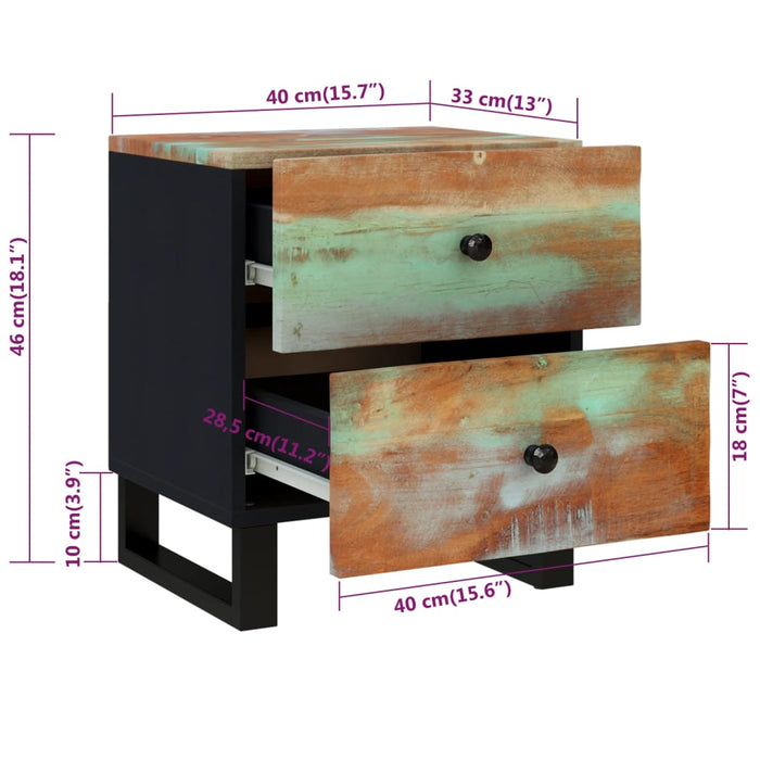 Comodino 40x33x46 cm in Legno Massello di Recupero 345218