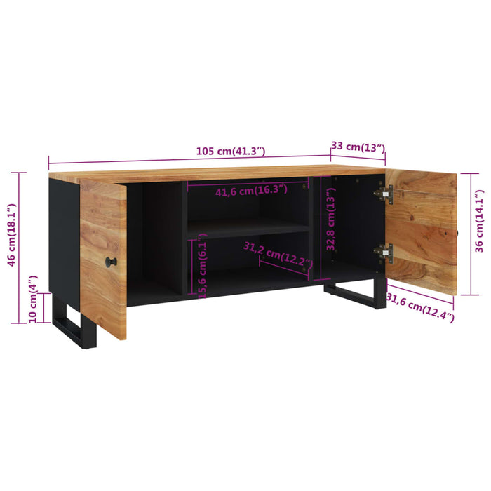 Mobile Porta TV 105x33x46 cm in Legno Massello di Acacia 345221