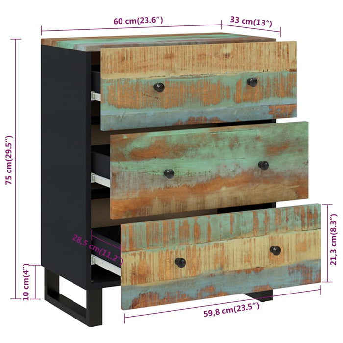 Credenza 60x33x75 in Legno Massello di Recupero 345231