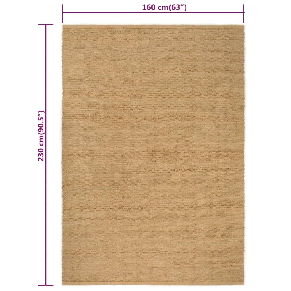 Tappeto Rettangolare Naturale 160x230 cm in Juta 345097