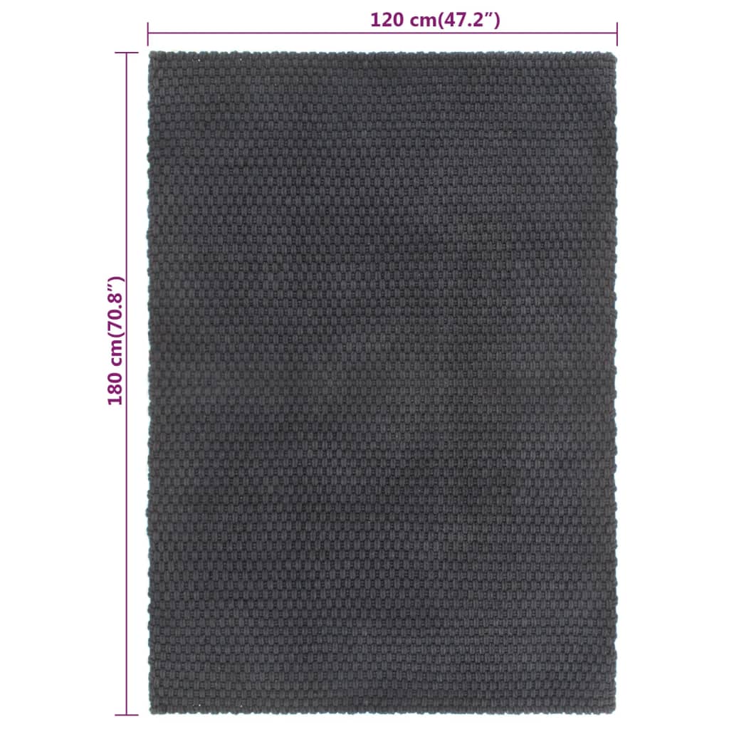 Tappeto Rettangolare Antracite 120x180 cm in Cotone cod mxl 67514