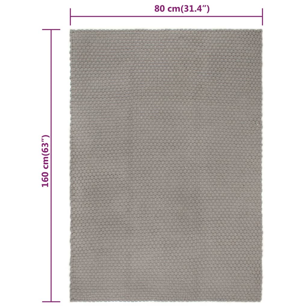 Tappeto Rettangolare Grigio 80x160 cm in Cotone 345120