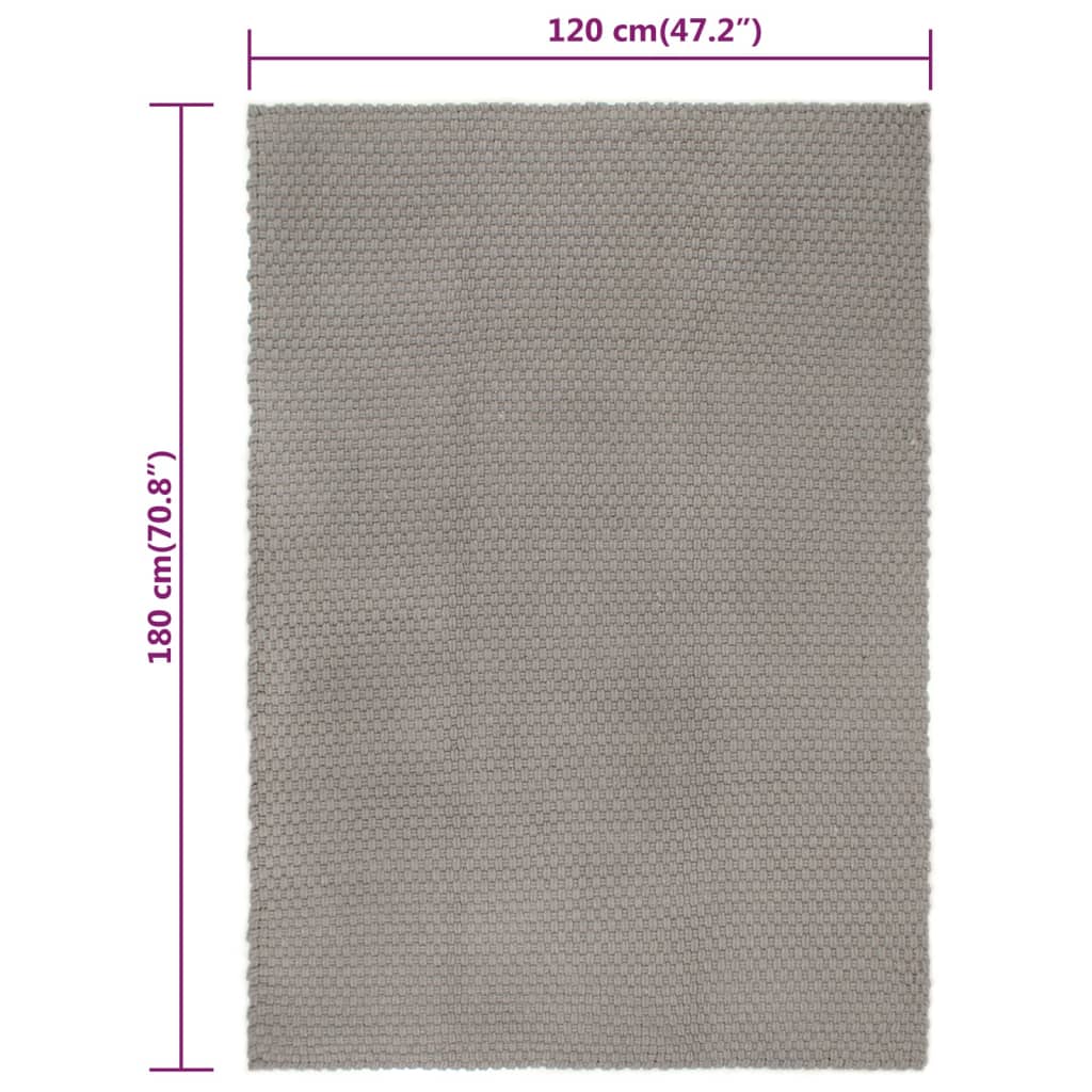 Tappeto Rettangolare Grigio 120x180 cm in Cotone 345121