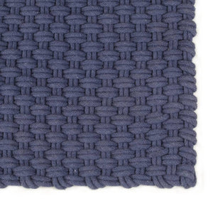 Tappeto Rettangolare Blu Marino 80x160 cm in Cotone 345125