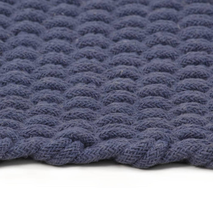 Tappeto Rettangolare Blu Marino 80x160 cm in Cotone 345125