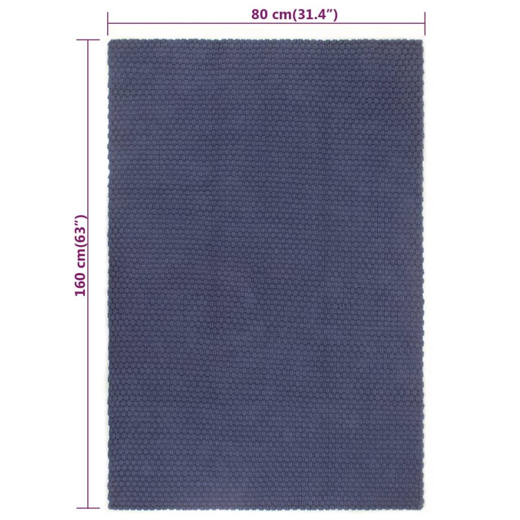 Tappeto Rettangolare Blu Marino 80x160 cm in Cotone cod mxl 60787