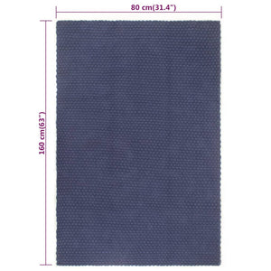 Tappeto Rettangolare Blu Marino 80x160 cm in Cotone 345125